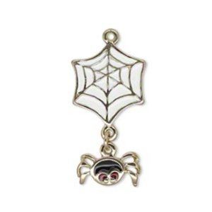 Golden Spider Web with Spider Dangle Pendant